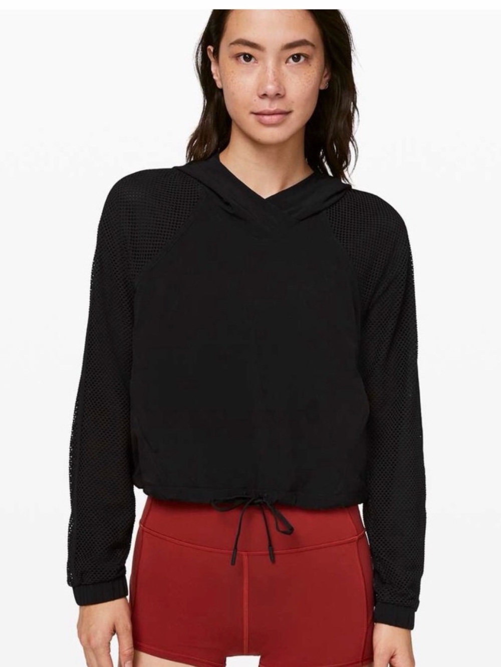 lululemon athletica Black Mesh-Sleeve Cropped Hoodie